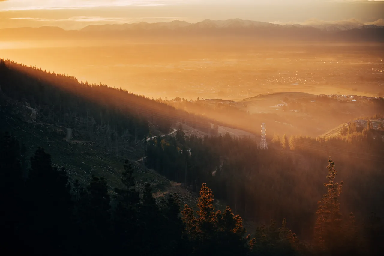 Sunrise over the plains from the Port Hills