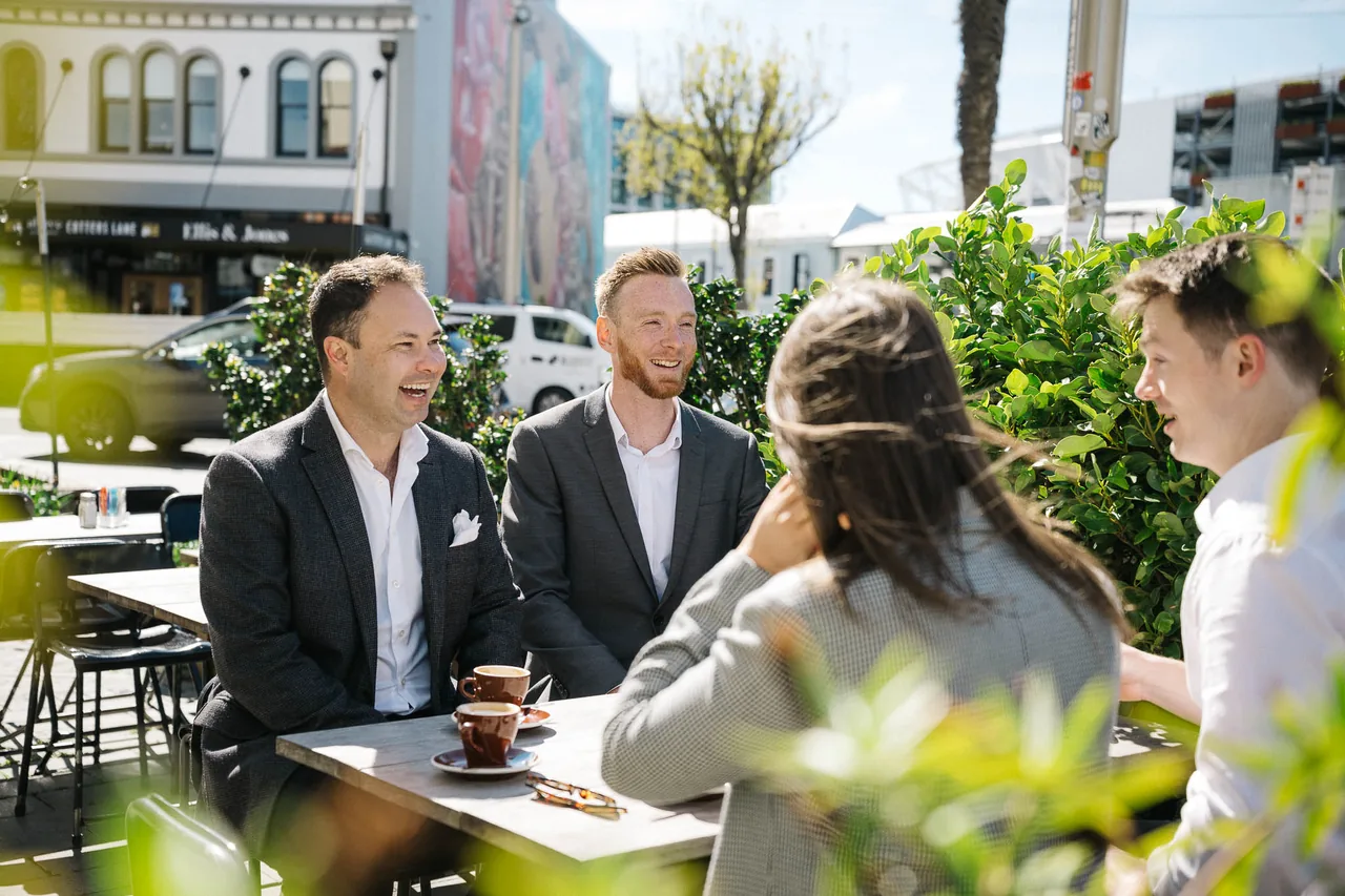 Jonathan Liong and Mitch van der Weert over coffee with Ella Shanks and Robbie Staniford