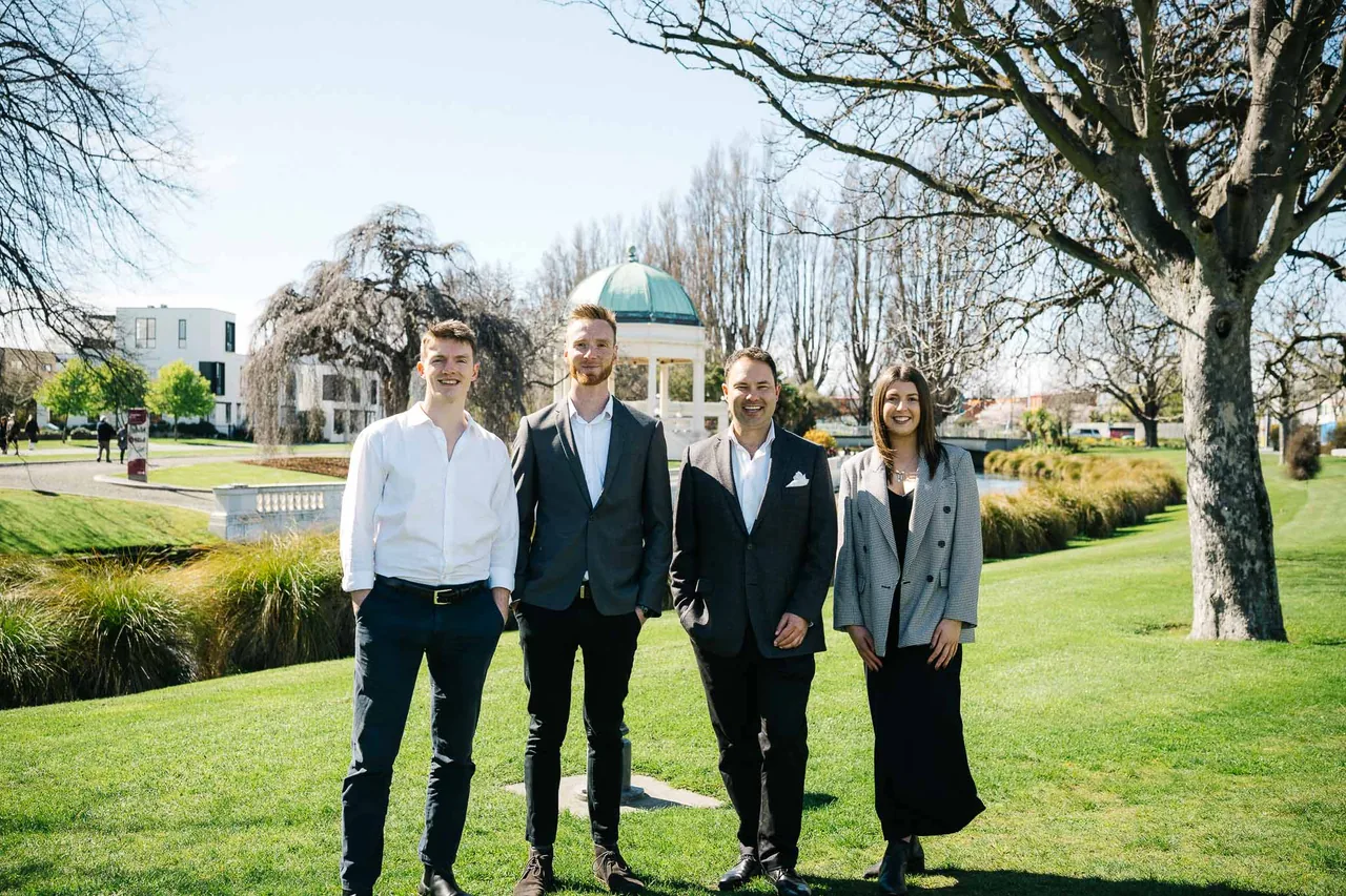 The 9 Yards team in Christchurch, from left: Robbie Staniford, Mitch van der Weert, Jonathan Liong and Ella Shanks